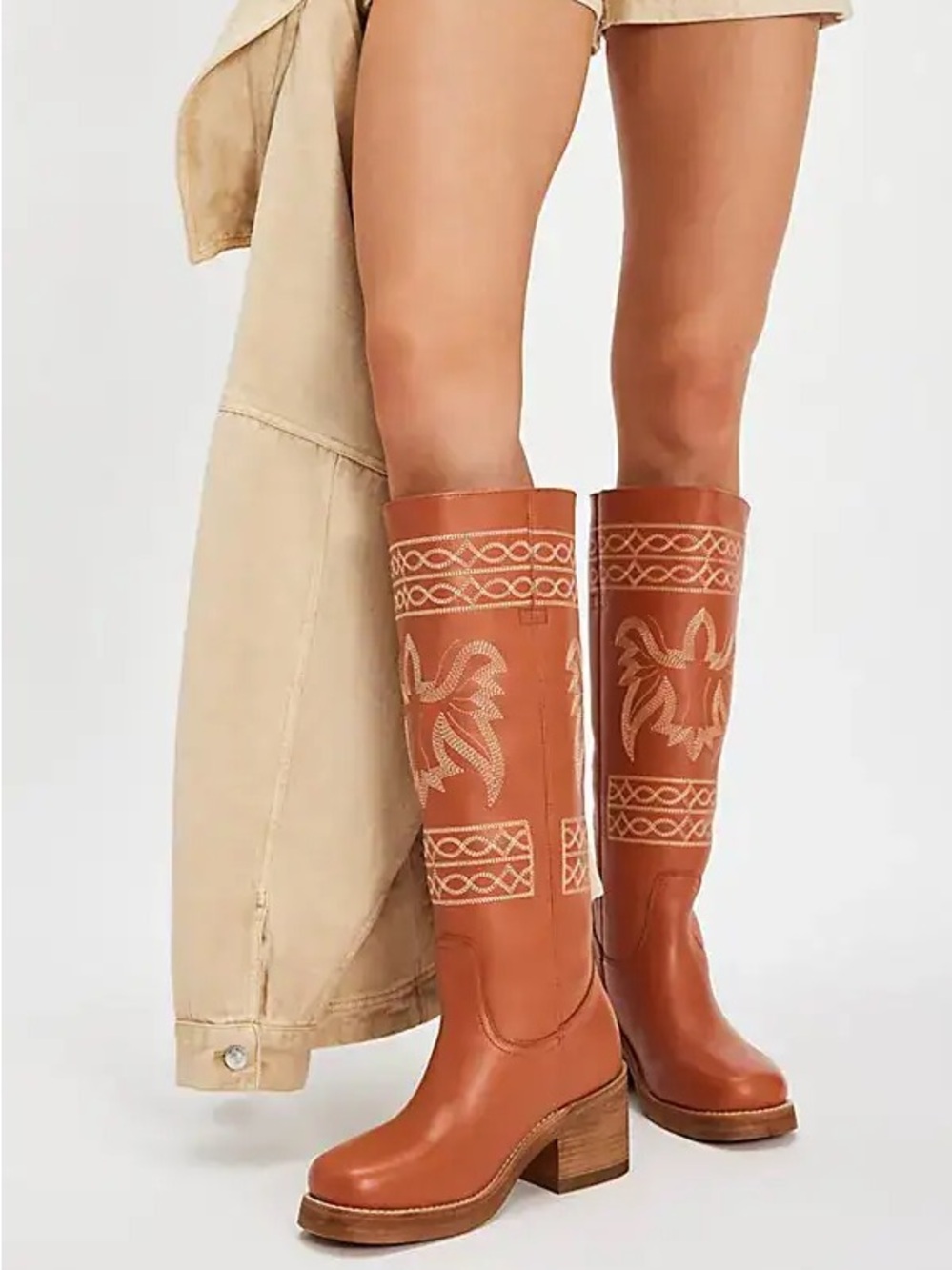 Free People x Dingo Avalon Embroidered Western Boots Russet Size 7.5
